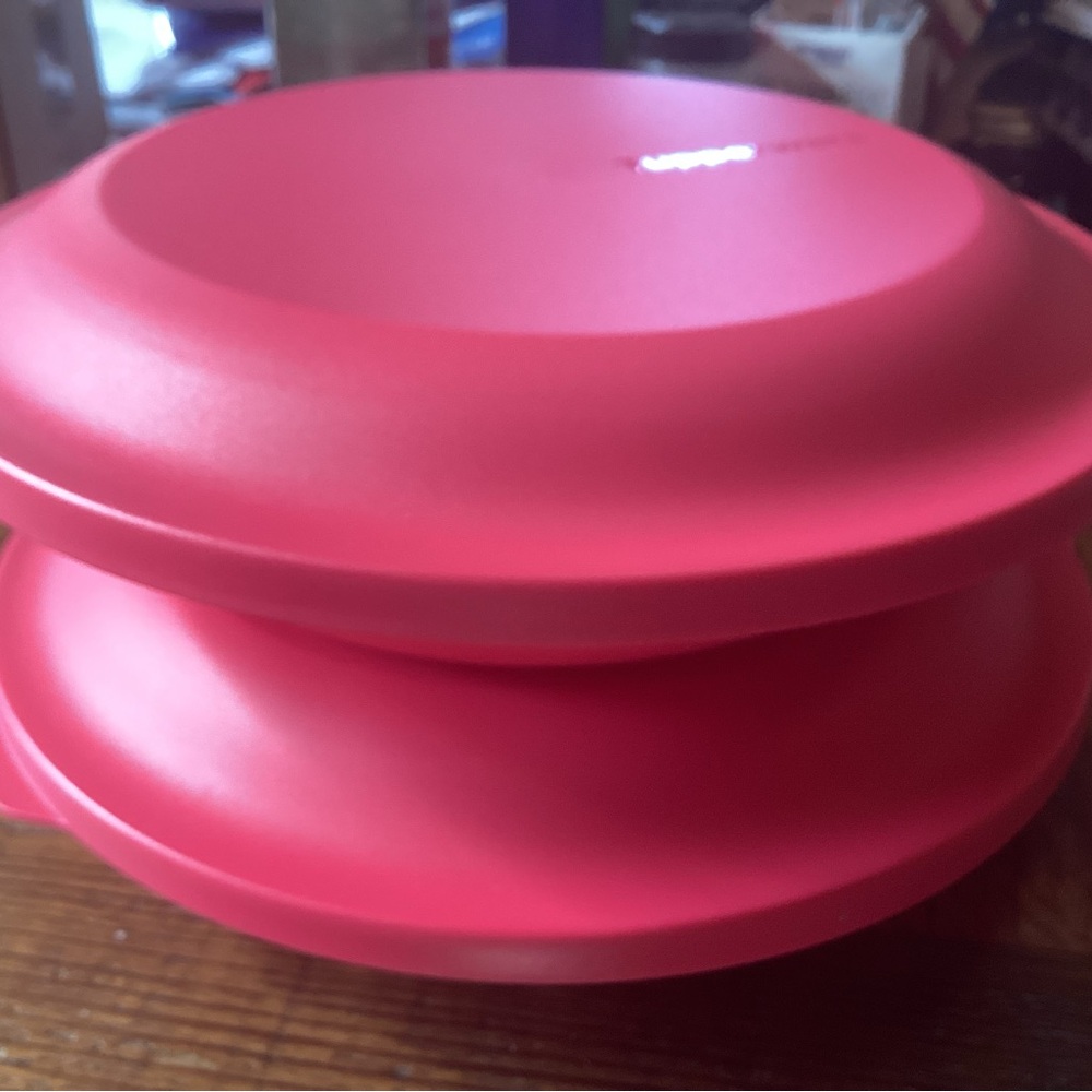 Tupperware Aloha Bowl/Plate set of 2 in vibrant pink